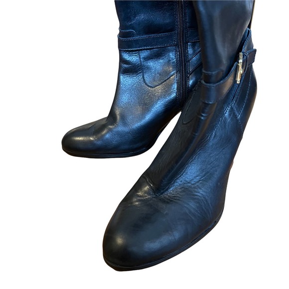 LAUREN Ralph Lauren Bethan style Tall Zip Black Leather Heel Boots, size 9.5 - Picture 3 of 10